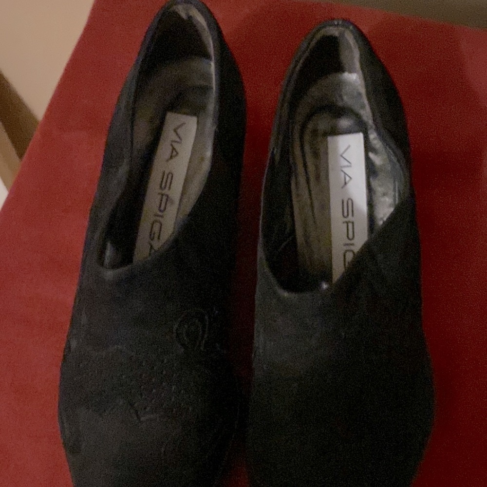 Via Spiga vintages ankle boot, low heel black suede